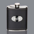 Shelburne Hip Flask - 6oz Black/Stainless Plate